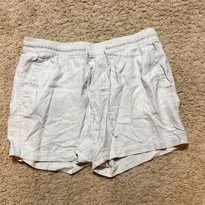 Old Navy Linen Blend Cream Elastic Waist Shorts - Large